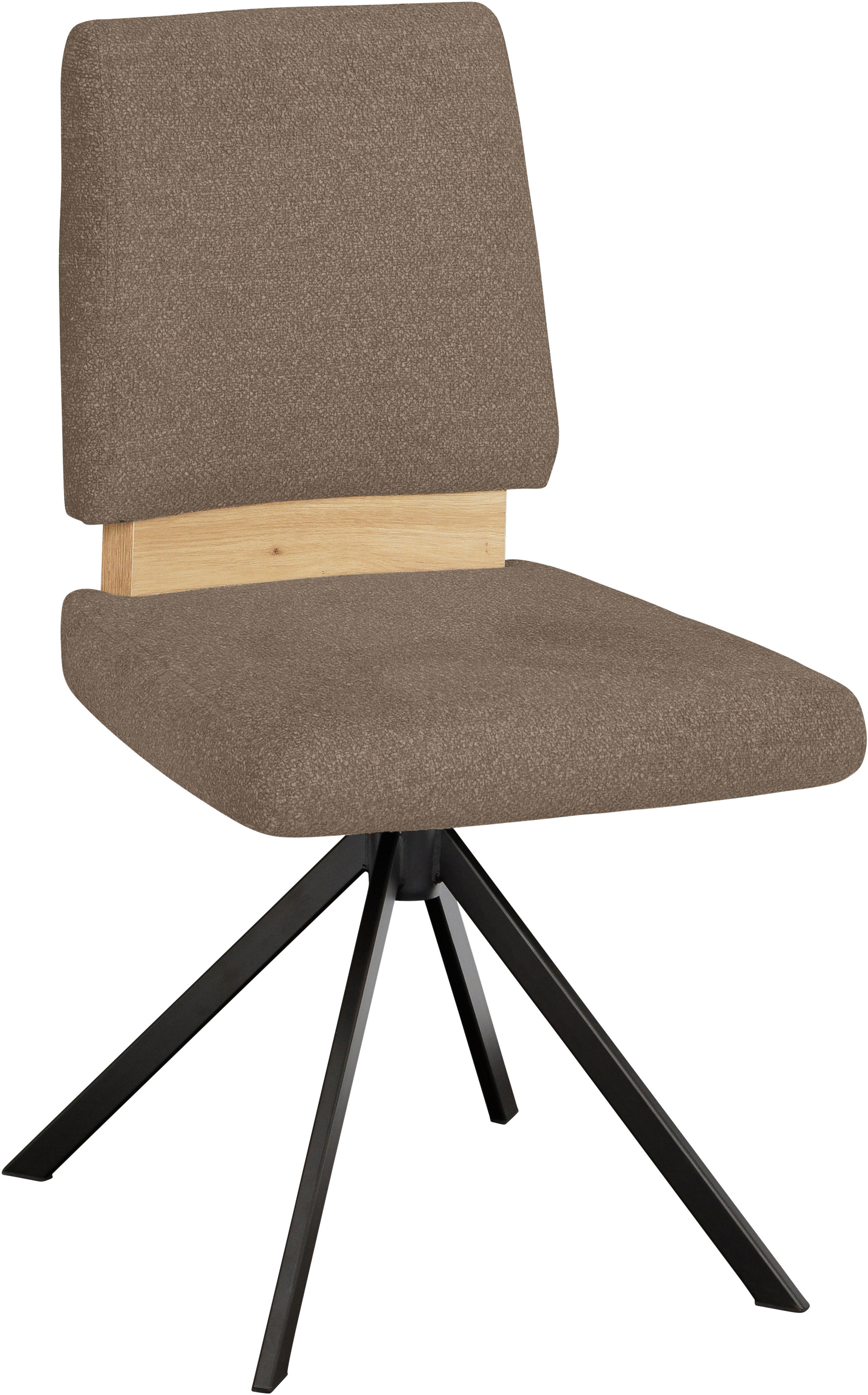 Drehstuhl MASSIVLINE & MORE "Brügge 301", mittelbraun, schwarz, mittelbraun, B:48cm H:92cm T:59,5cm, Holzwerkstoff, Metall, Stoff, Stühle, Drehstuhl mittelbraun, schwarz, mittelbraun B/H/T: 48cm x 92cm x 59,5cm, 1 Stk., Microfaser Struktur (100% Polyester