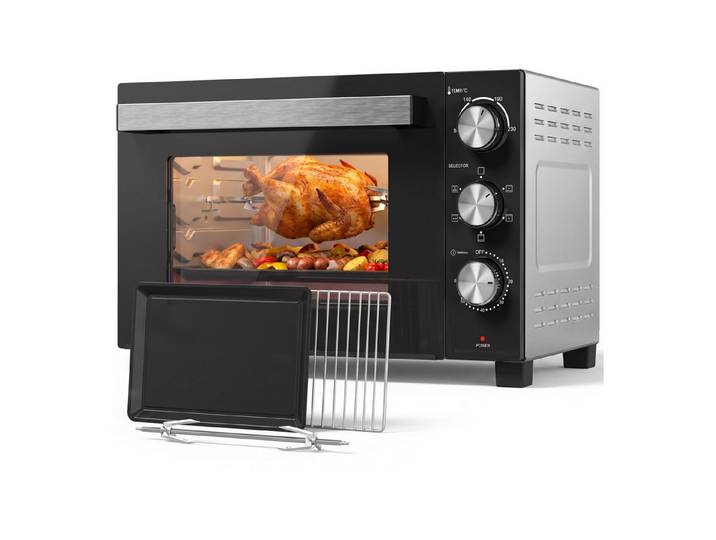 FELIXLEO Minibackofen Mini Ofen 36 L Umluft 90 bis 230 °C Temperaturregelung 1500 W