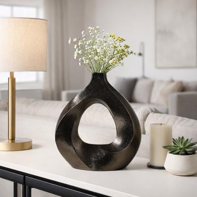 Sagebrook Home Artistic Metal Swirl Vase with Cut Out Center - Sculptural Flower Vase
