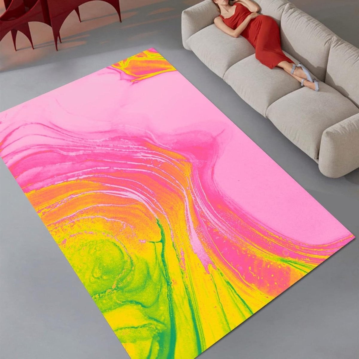 Abstract Vloerkleed Art Deco Veelkleurig Roze - 130 x 190 cm