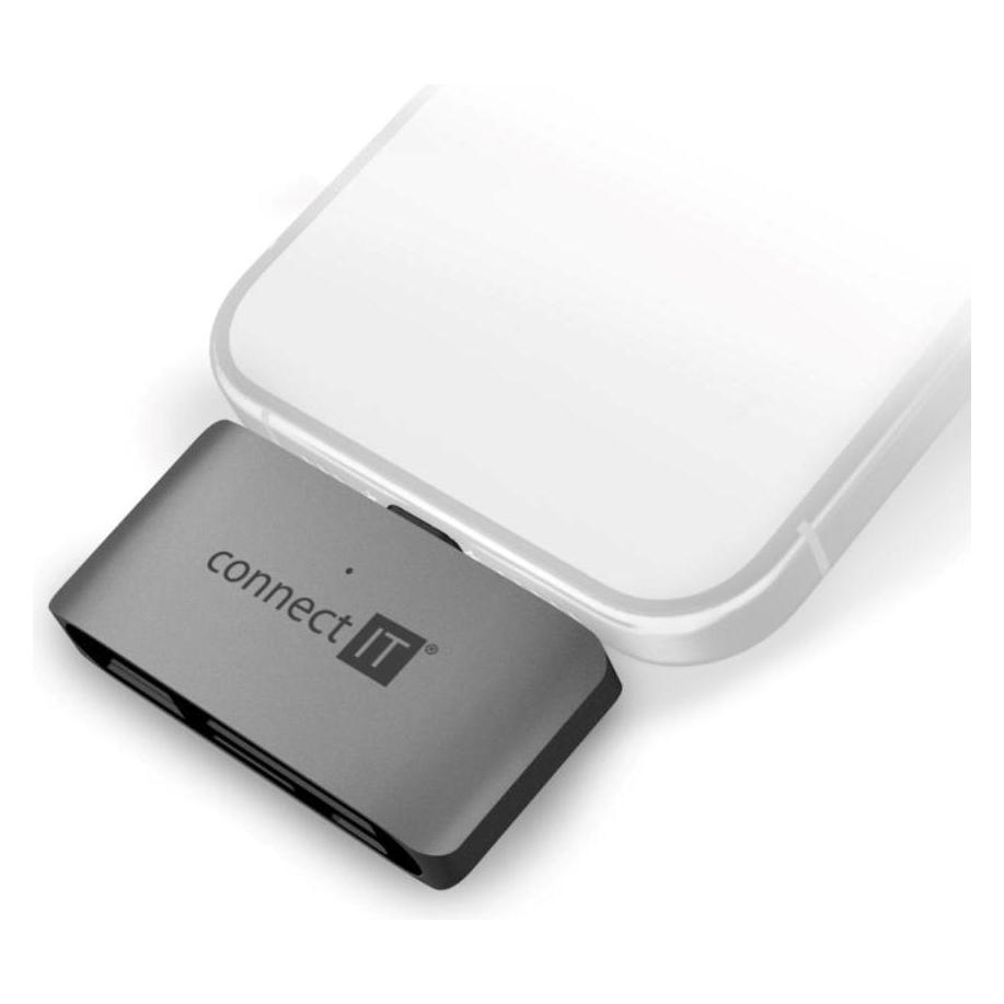 Connect IT Dokovací stanice CompactPRO USB-C, 1xUSB-A, 1xUSB-C, MicroSD/SD, šedá (USB-C, 3 Ports) (CHU-5060-AN)