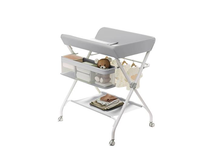 Table à langer Portable pour bébé, Table à couches pliable et réglable en hauteur avec roues pivotantes, support de séchage, support de rangement