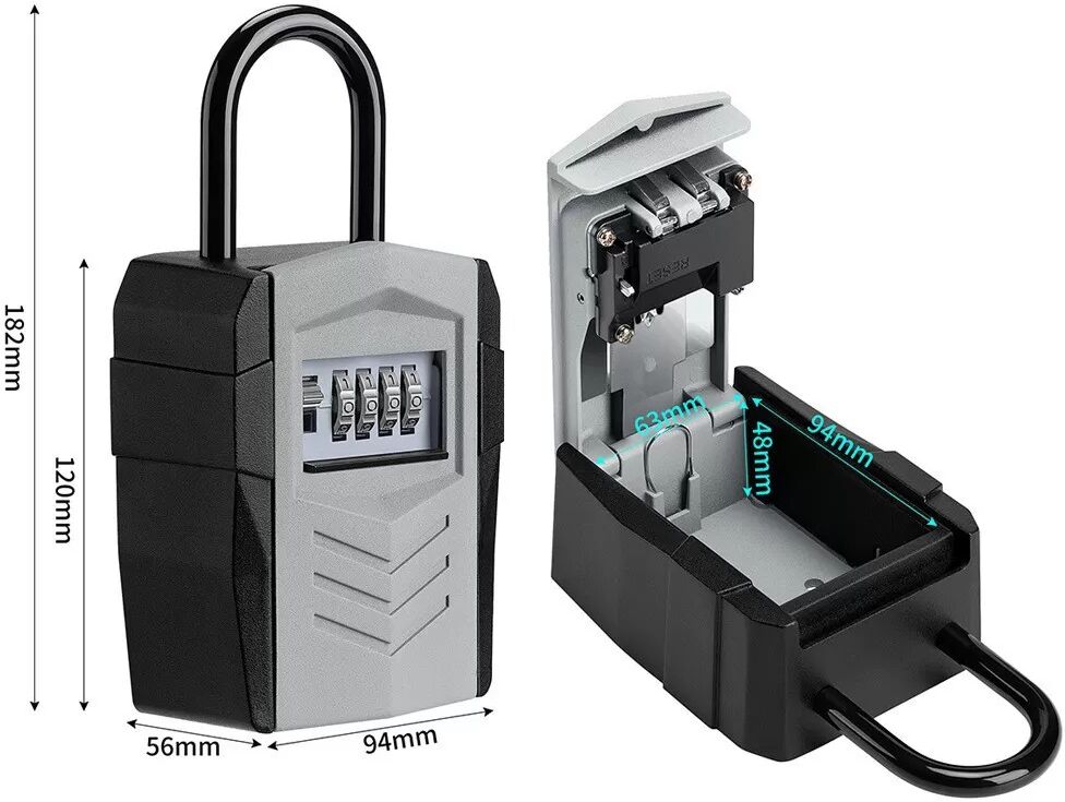 INF Armoire à clés robuste avec serrure à combinaison à 4 chiffres Gris
