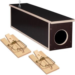 Gardigo Rattenfalle 62387, 2 Schlagfallen aus Holz, mit Sichtschutzbox