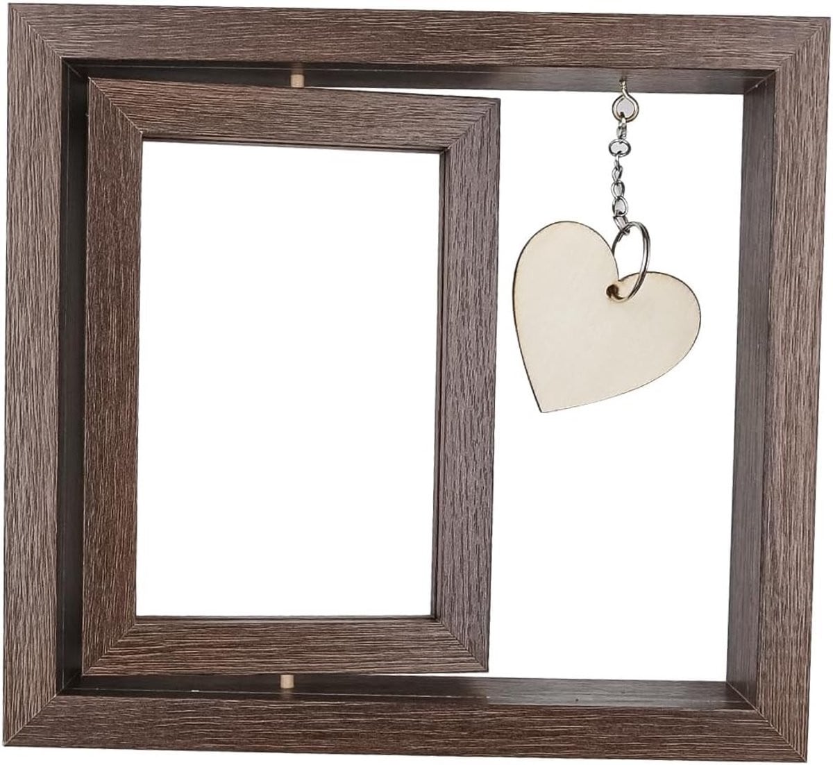 Dubbelzijdig houten fotolijst met hartvorm voor bruiloft en verloving
