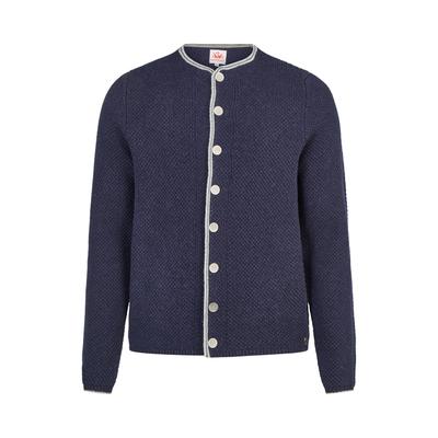 Trachtenstrickjacke SPIETH & WENSKY "Spieth & Wensky Strickjacke Klemens", Herren, Gr. M, blau (nachtblau), Obermaterial: 50% Wolle WO. 50% Polyamid PA., uni, regular fit, Strickjacken, mit Stehkragen