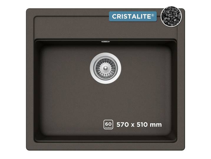 Granitspüle SCHOCK Oslo , grau (asphalt), B:57cm H:29cm T:51cm, Domogranit, Küchenspülen, Granitspüle