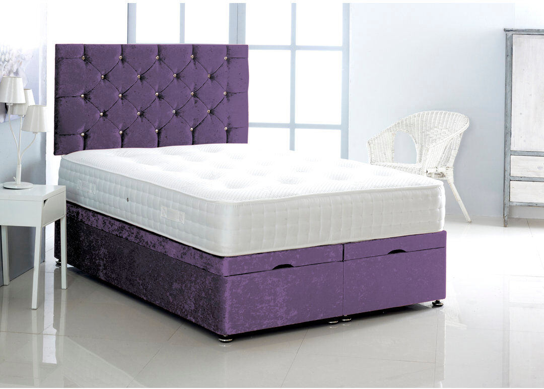 Mercer41 Marisol Upholstered Velvet Lift Up Storage Ottoman Bed Purple Single (3')