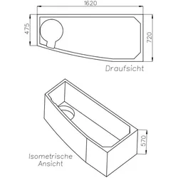 Neuesbad Wannenträger für Duscholux Piccolo 168 165x75 SW13373
