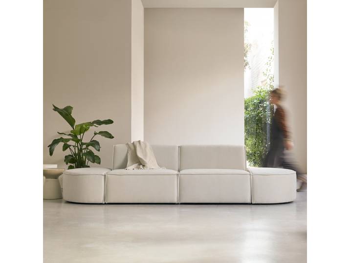 Modulsofa Dario aus beigefarbenem Stoff, 2-Sitzer - Beige