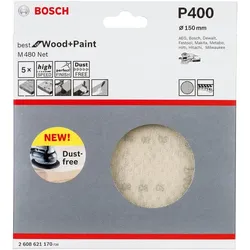 Bosch Netzstruktur-Schleifblätter M480 Net Ø150 K400 5er-Pack, 2608621170