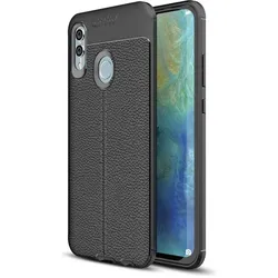 Screenguard Honor 10 Lite Hülle Leather Design TPU Cover (Honor 10 Lite), Smartphone Hülle, Schwarz