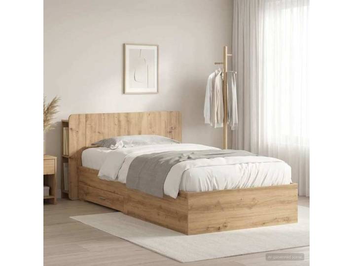 Moderne Cadre de lit - avec rangement - Chêne artisanal - 90x200 cm - Lit couchage @FR 7217