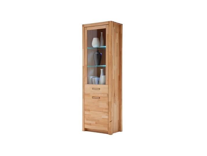 Vitrine mit Beleuchtung Kernbuche massiv geölt Breite 66 cm - FENJA