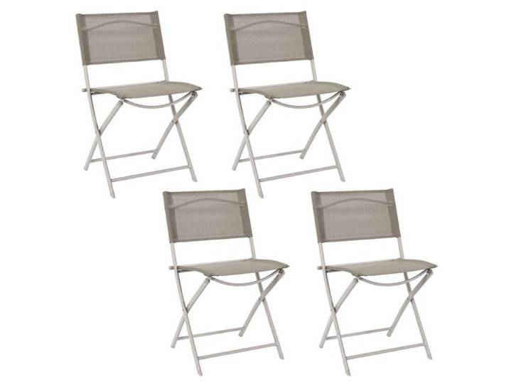 SANAE - Lot de 4 Chaises de Jardin Pliantes Beige