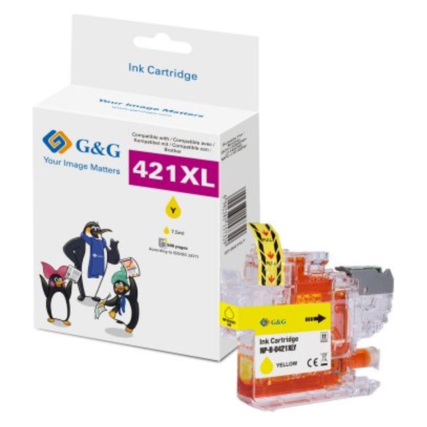 G&G Tinte komp. mit Brother LC421XLY Patr.(500 Seiten) Gelb (Y) (20558)