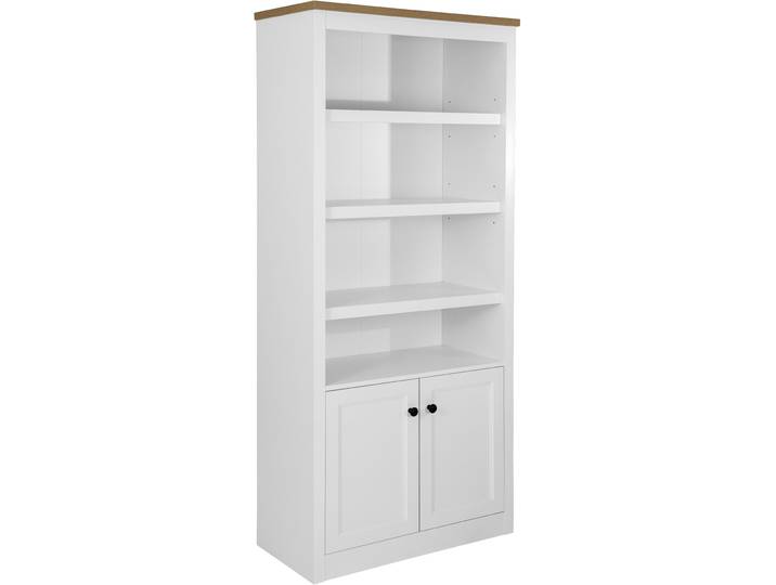 Standregal GOODPRODUCT Rigny , weiss (weiß), B:79cm H:180cm T:39cm, Holzwerkstoff, Regale, Standregal, aus MDF, mit Holz-Zierleiste, schwarzem Metallgriff, Höhe 180,5 cm