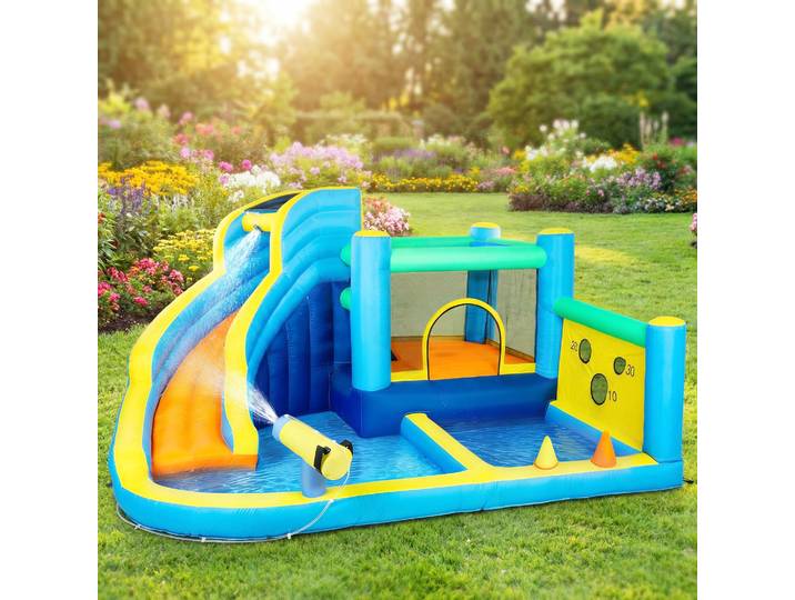 AIYAPLAY Château Gonflable 9-en-1 avec Souffleur Multicolore