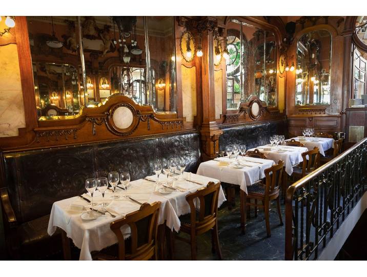Fototapete PAPERMOON Vintage Restaurant , bunt, B:4m L:2,6m, Vlies, Tapeten, Fototapete