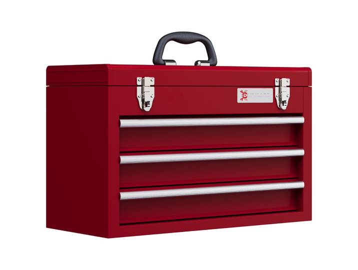 DURHAND gereedschapskist, robuust met 3 laden, bovenopbergvak, stalen sluitingen, draaggreep, 51x22x32 cm, ideaal voor klussen, rood Aosom.nl
