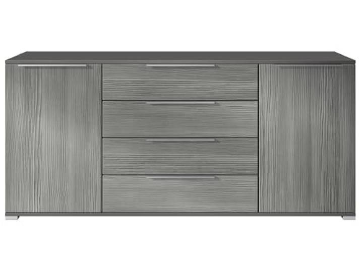 Vladon Sideboard Linio V2 – Moderne Kommode mit 2 Türen & 4 Schubladen, Anthrazit matt/Avola-Anthrazit, 166,5 x 72,5 x 35 cm (BxHxT) – Beistellschrank Anrichte Standschrank