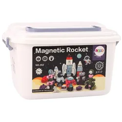 Lean Toys Lean Space Rocket Magnetic Blocks Set Mit 56 Elementen. Magnetische Rakete Mix
