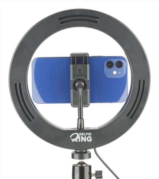 Cellular Line Selfieringk Treppiede Con Anello Led Per Selfie-nero