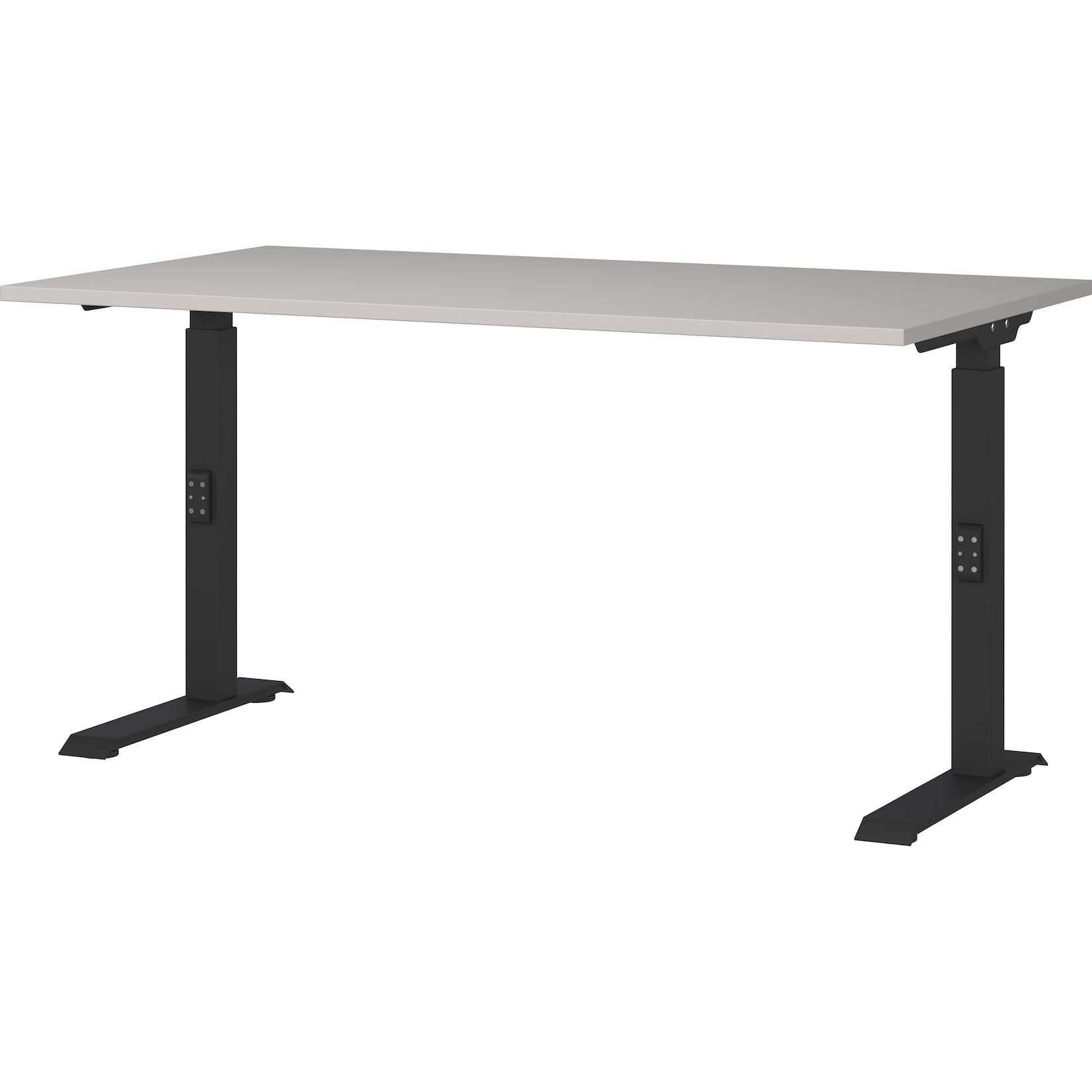 Schreibtisch höheneinstellbar "Stuttgart" 68-91cm Kaschmir/Schwarz 140x80cm, C-Fuß