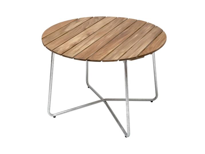 Grythyttan Stålmöbler 9A Esstisch Teak-Gestell warmverzinkt Ø100 cm