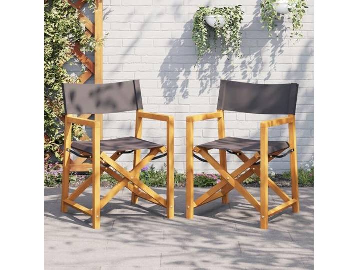 Chaises de réalisateur pliables lot de 2 gris foncé tissu 365838