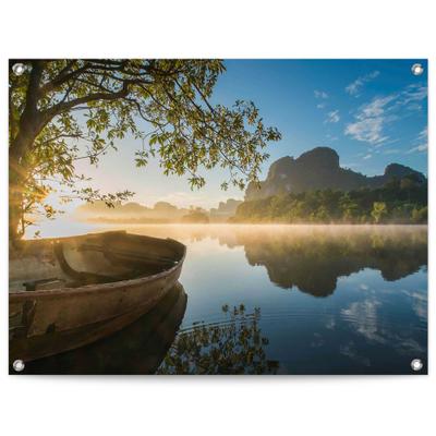 Poster REINDERS "Boot auf dem See", grün (farbe bild(er): grün), B:80cm H:60cm T:0,1cm, Leinwand, Bilder, Poster, Outdoor für Garten oder Balkon