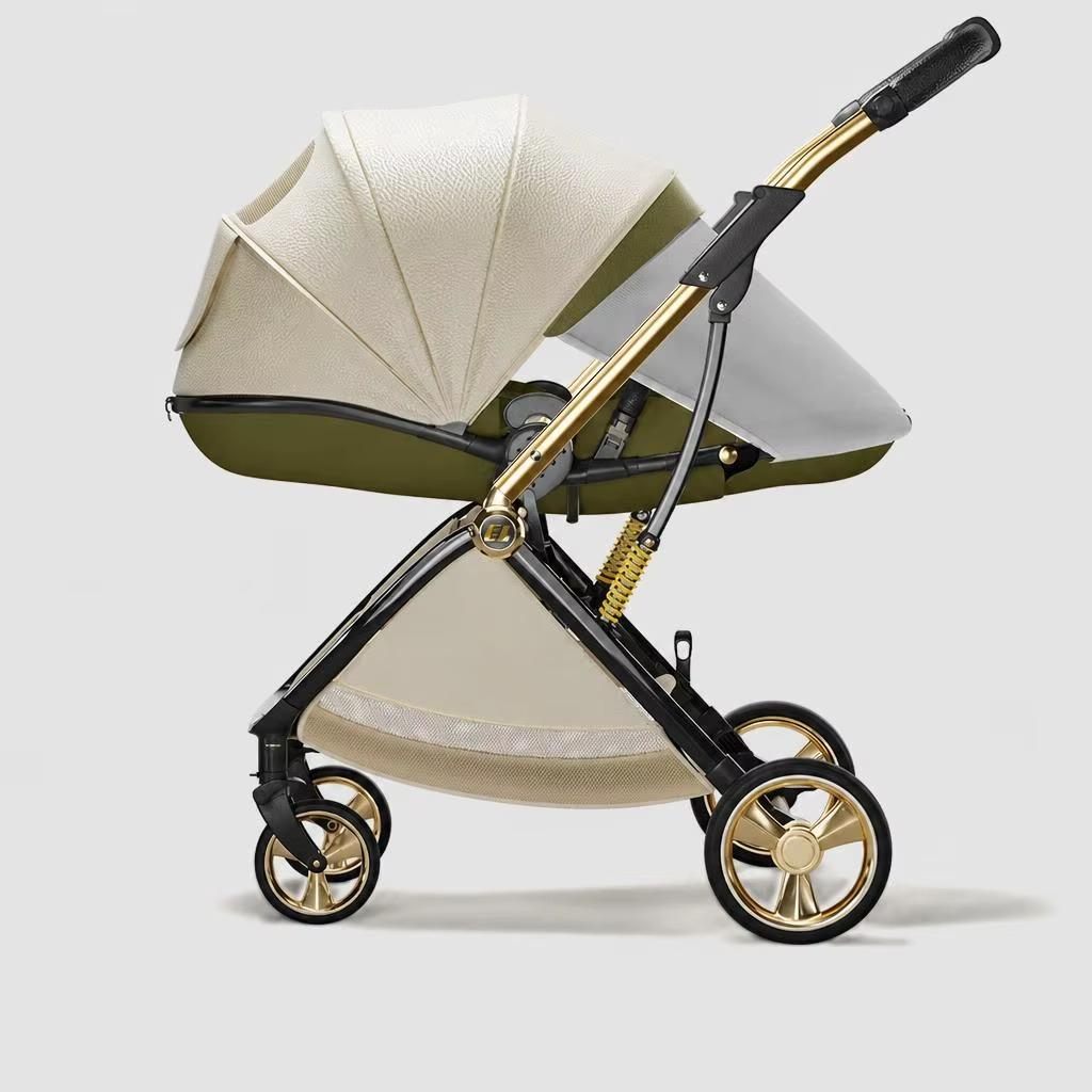 Kinderwagen - Liegewagen - Kompakt zusammenklappbar - Ultraleicht - Stoßdämpfende Räder - Verstellbarer Schieber - 0-1 Jahre, bis 10 kg - Grün