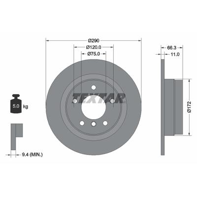 TEXTAR Bremsscheibe PRO 92261003 290mm 11mm für BMW