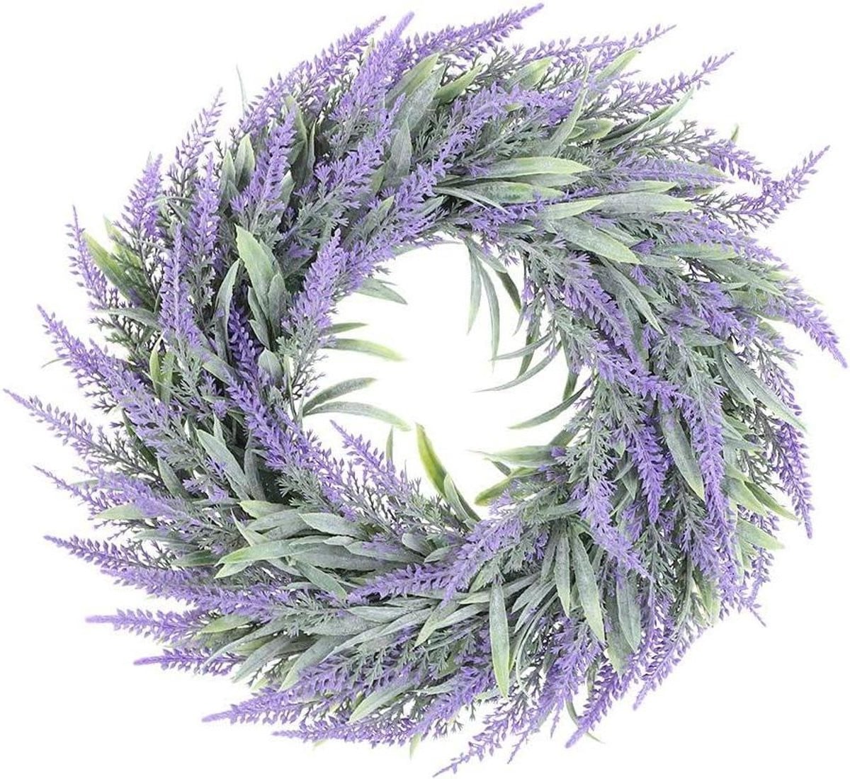 Kunstmatige Lavendel Krans Paars - Bloemen Decoratie met Levensechte Uitstraling - Doorsnede: 28 cm