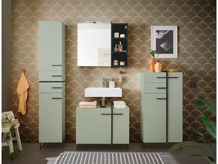 Waschbeckenunterschrank 80 x 64 x 41cm Grün/Mintgrau