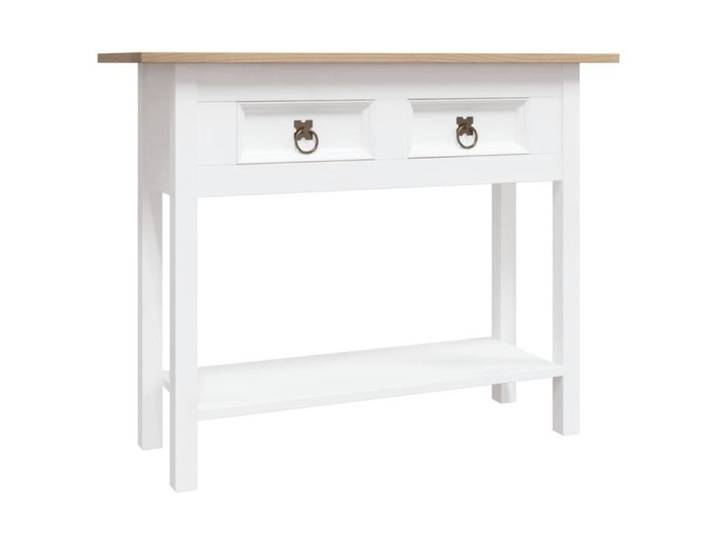 Table Console - GAROSA - Modèle Corona - Bois de pin massif - 2 tiroirs - 1 étagère