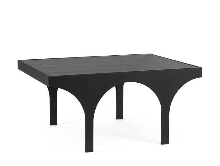 Natur24 Couchtisch Archie Couchtisch 80 x 60 x 38 cm Stahl Glas Schwarz
