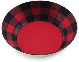 "Abode Homewares Vintage Lodge Melamine Buffalo Check Serving Bowl - Red - 11.9"""