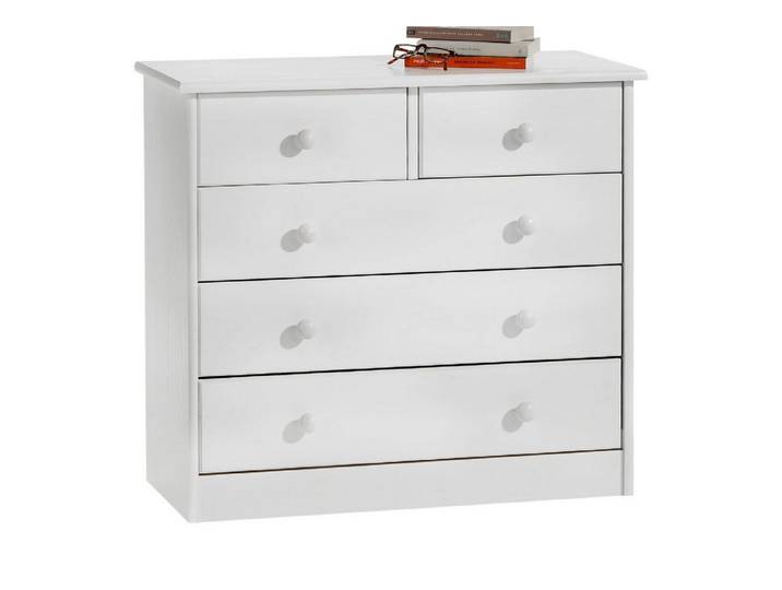 IDIMEX Kommode RONDO, Kommode Anrichte Sideboard mit 5 Schubladen Kiefer massiv lackiert in