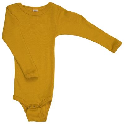 Engel - Baby-Body Langarm Mit Druckverschluss Schulter - Merinounterwäsche Gr 50/56 gelb