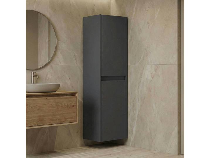 Colonne Salle De Bains Suspendue Anthracite 2 Portes Moana