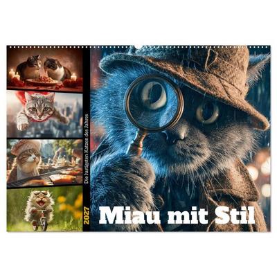 Miau mit Stil (Wandkalender 2027 DIN A2 quer), CALVENDO Monatskalender