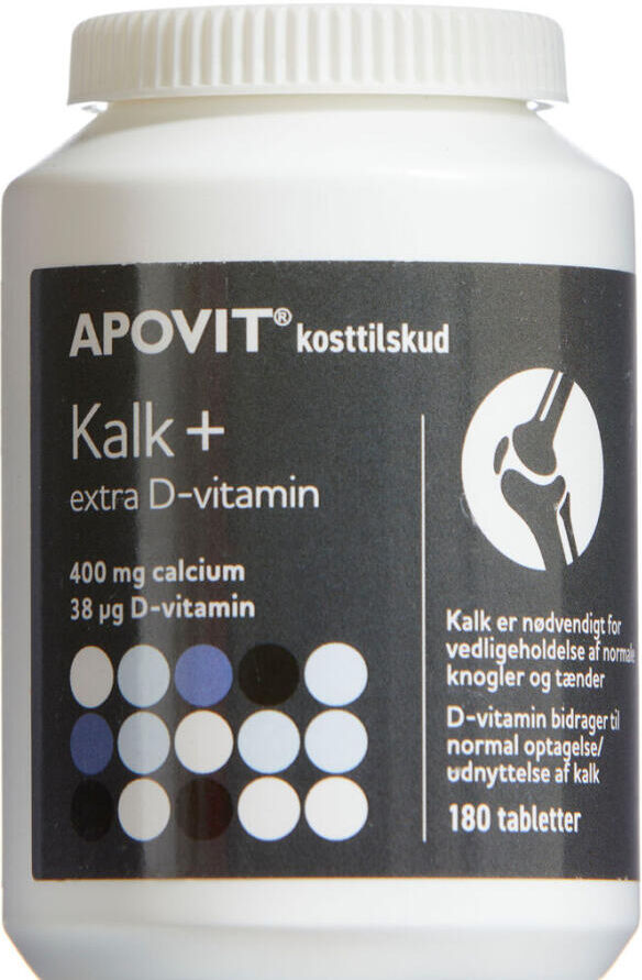 APOVIT Kalk +extra D-vitamin Kosttilskud 180 stk