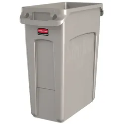 Rubbermaid Slim Jim mit Luftschlitzen 60 L beige Mülleimer feste, gegossene Griffe