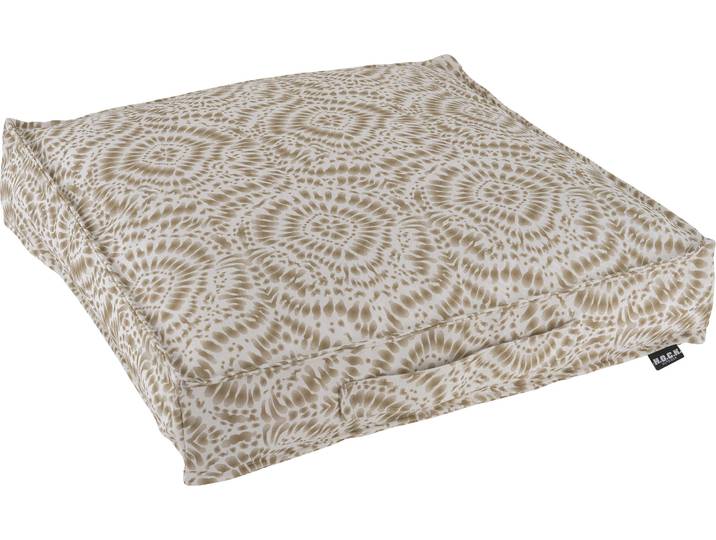 Palettenkissen H.O.C.K. Badu Batik Steel Outdoor , beige (natur, beige, gemustert), B:50cm H:10cm L:50cm, Polyacryl (dralon), Dekokissen_Sitzkissen_Kissenhüllen, Palettenkissen, Matratzenkissen