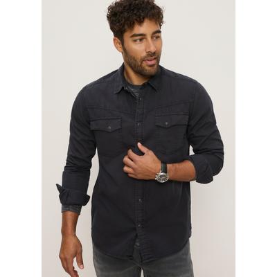 Jeanshemd BRUNO BANANI "schmal geschnitten", Herren, Gr. XXL, N-Gr, schwarz (schwarz washed), Denim/Jeans, Obermaterial: 100% Baumwolle, unifarben, Basic schmal normal, Ärmel mit Ärmelschlitz Manschette, Hemden Jeanshemd, schmale Basic-Passform, aus...