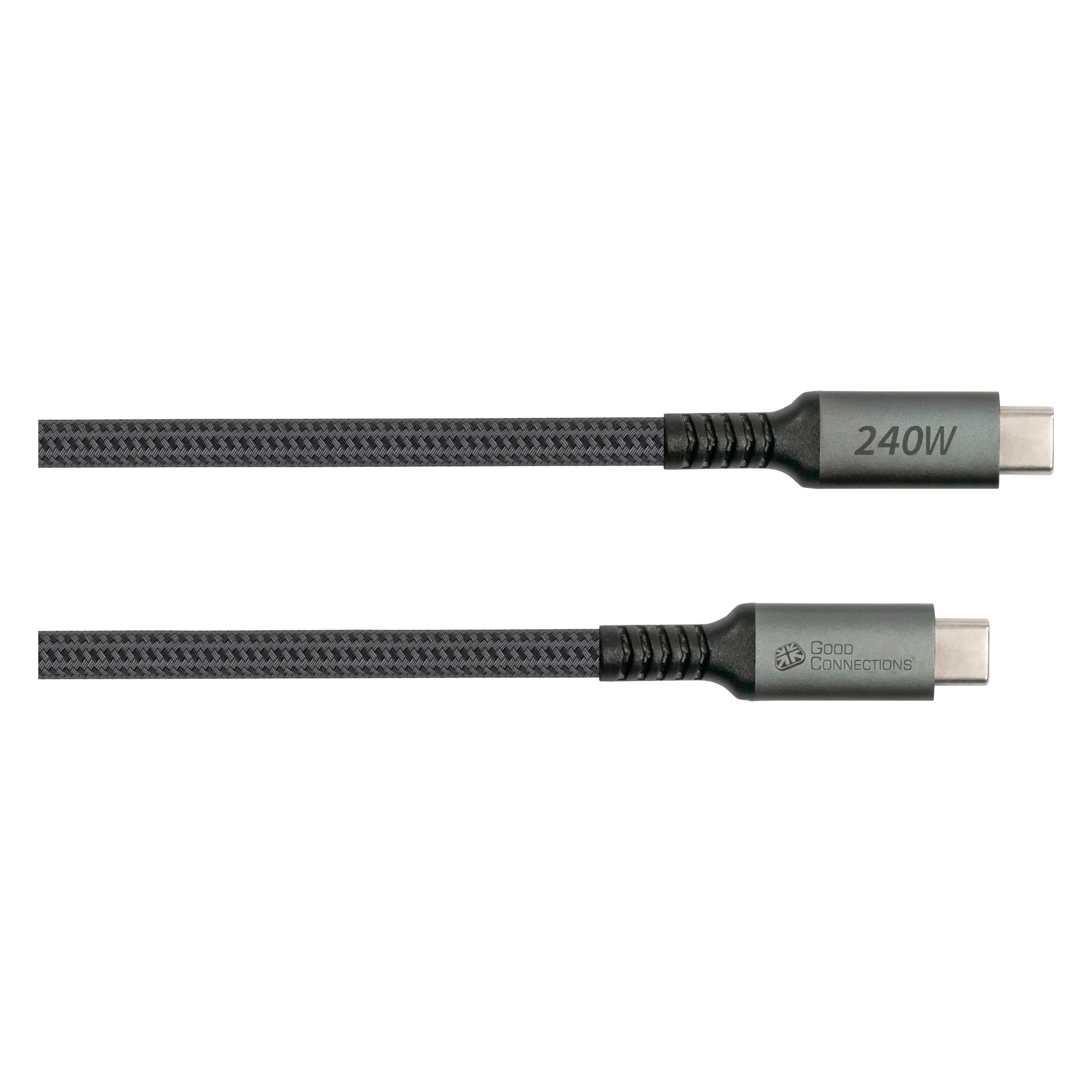 Good Connections USB 2.0 Lade- und Datenkabel 240W USB-C Stecker an Stecker anthrazit 2m (2 m, USB 2.0, 240 W) (2240-CCT020A)