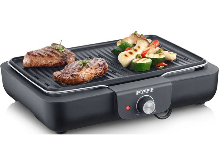 Tischgrill SEVERIN PG 8556 , schwarz, B:33cm H:9cm T:42cm, Kontaktgrill_Standgrill_Tischgrill_Teppanyakigrill, Tischgrill, Elektrogrill mit Platte
