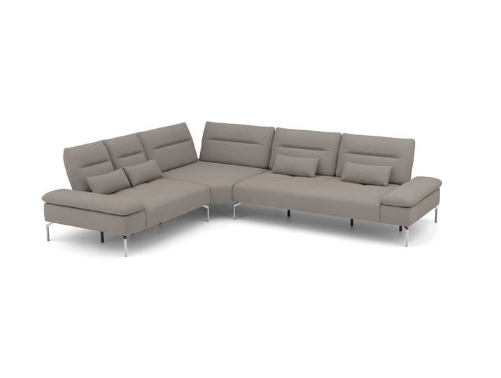 Ecksofa 407 - Grau (Graubeige) - Feiner Mikrofaserstoff