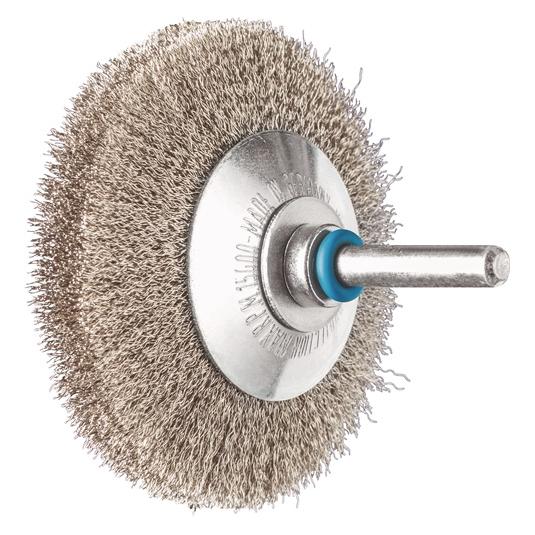 Pferd Kegelbürste ungezopft KBU Ø70x10mm Schaft-Ø6 mm Edelstahl-Draht-Ø0,15 (KBU 7010/6 INOX 0,15)